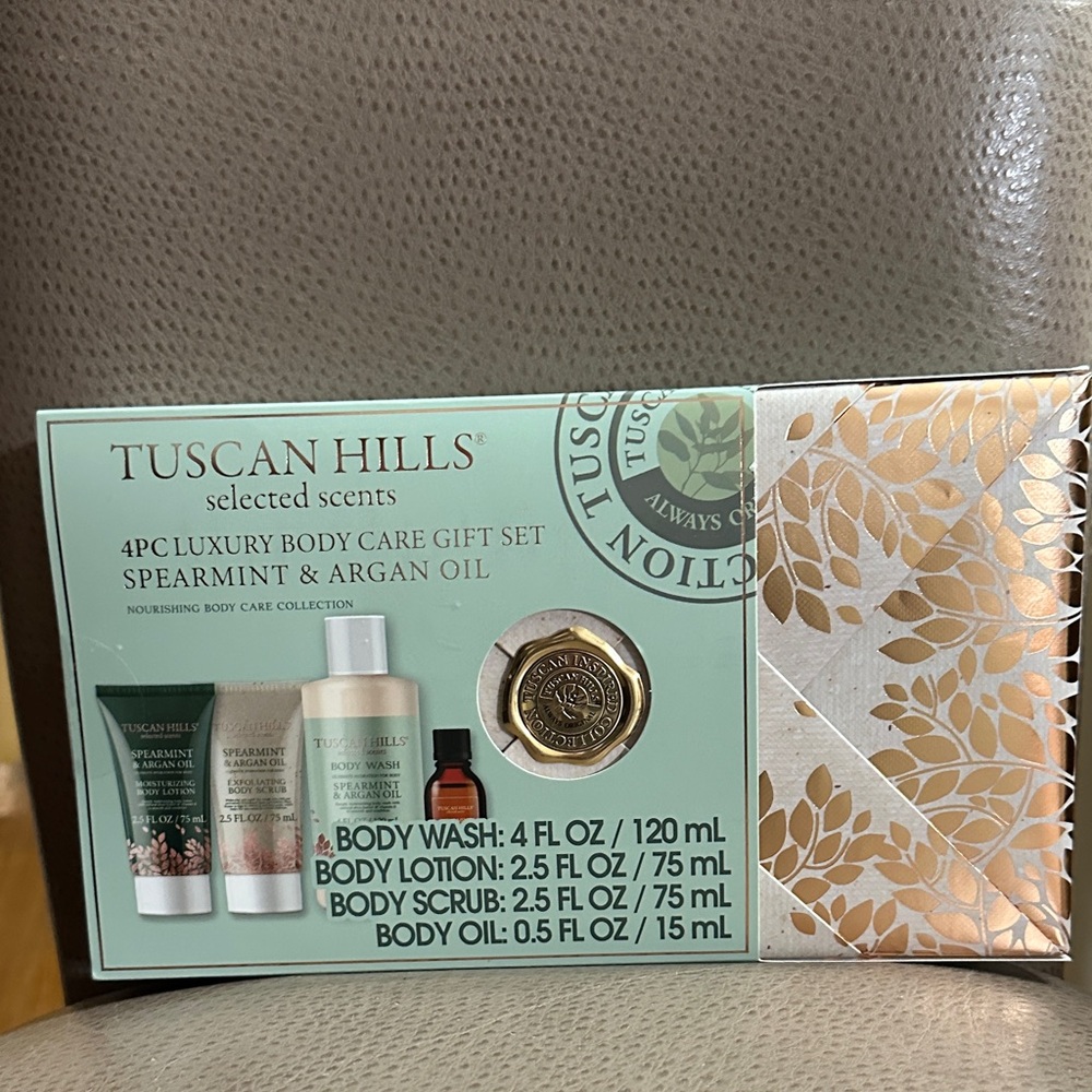 Tuscan Hills Spearmint & Argan Oil Body Care Gift Set NWT